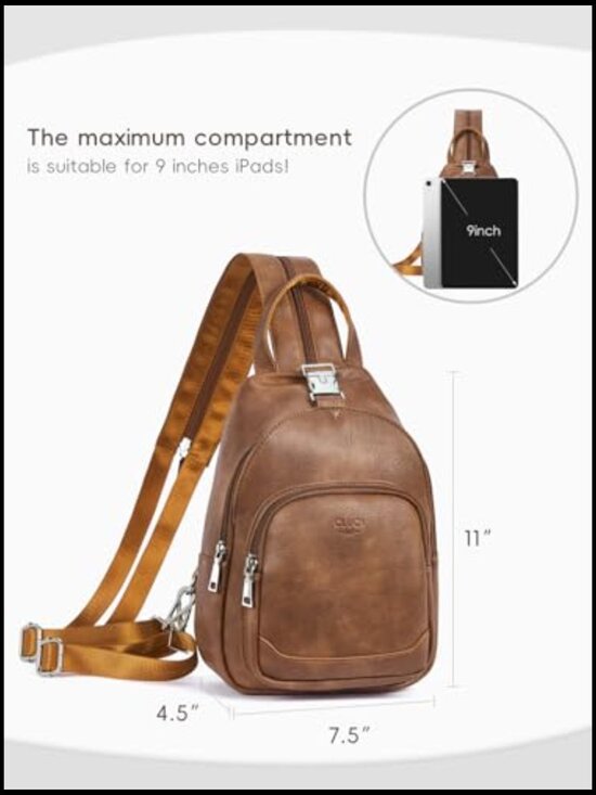Leather Convertible Sling Backpack Purse Crossbody Bag Travel Chic Minimal main image 4